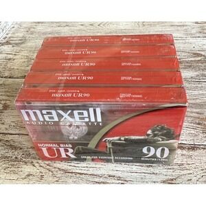 Maxell UR-90 Audio Cassettes -‎ 5 Pack Normal Bias 90 min NEW & SEALED!